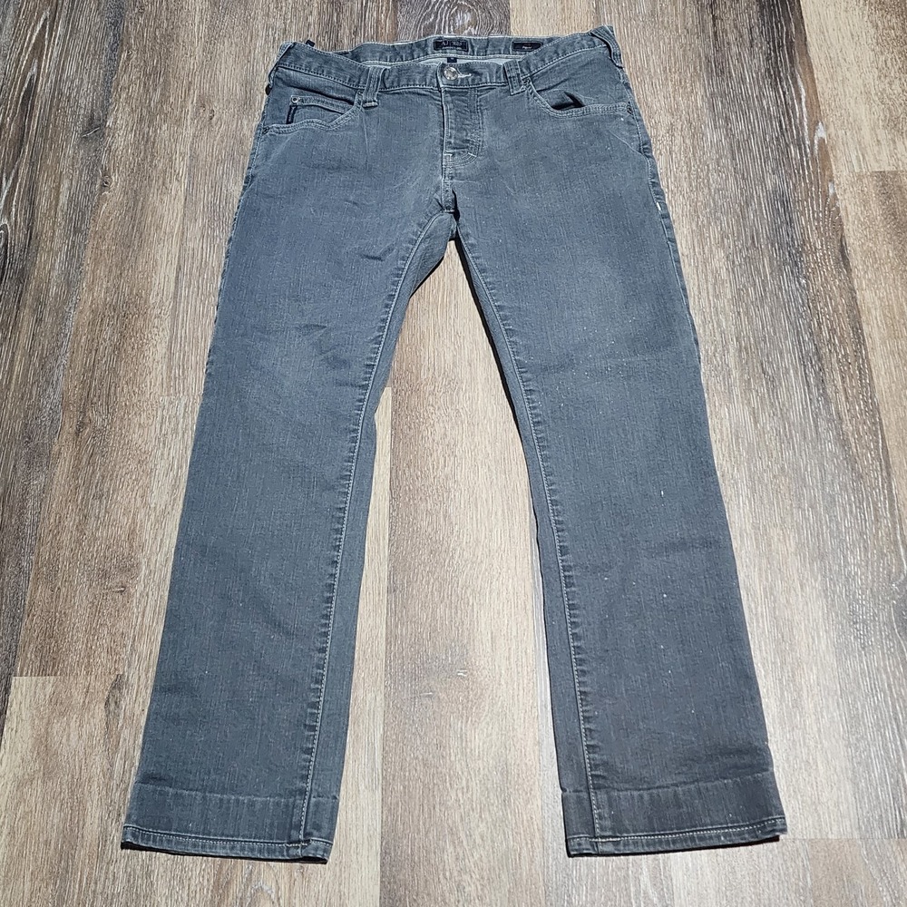 Armani Jeans Mens 32x27 Gray Black Regular Denim Straight Leg Button Fly